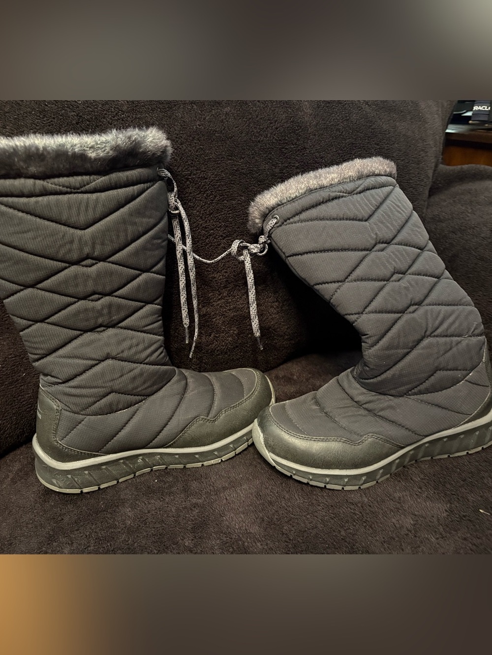 LL Bean Snowfield Primaloft Insulated Tek 2.5 Waterproof Black Tall Boots Wms 7
